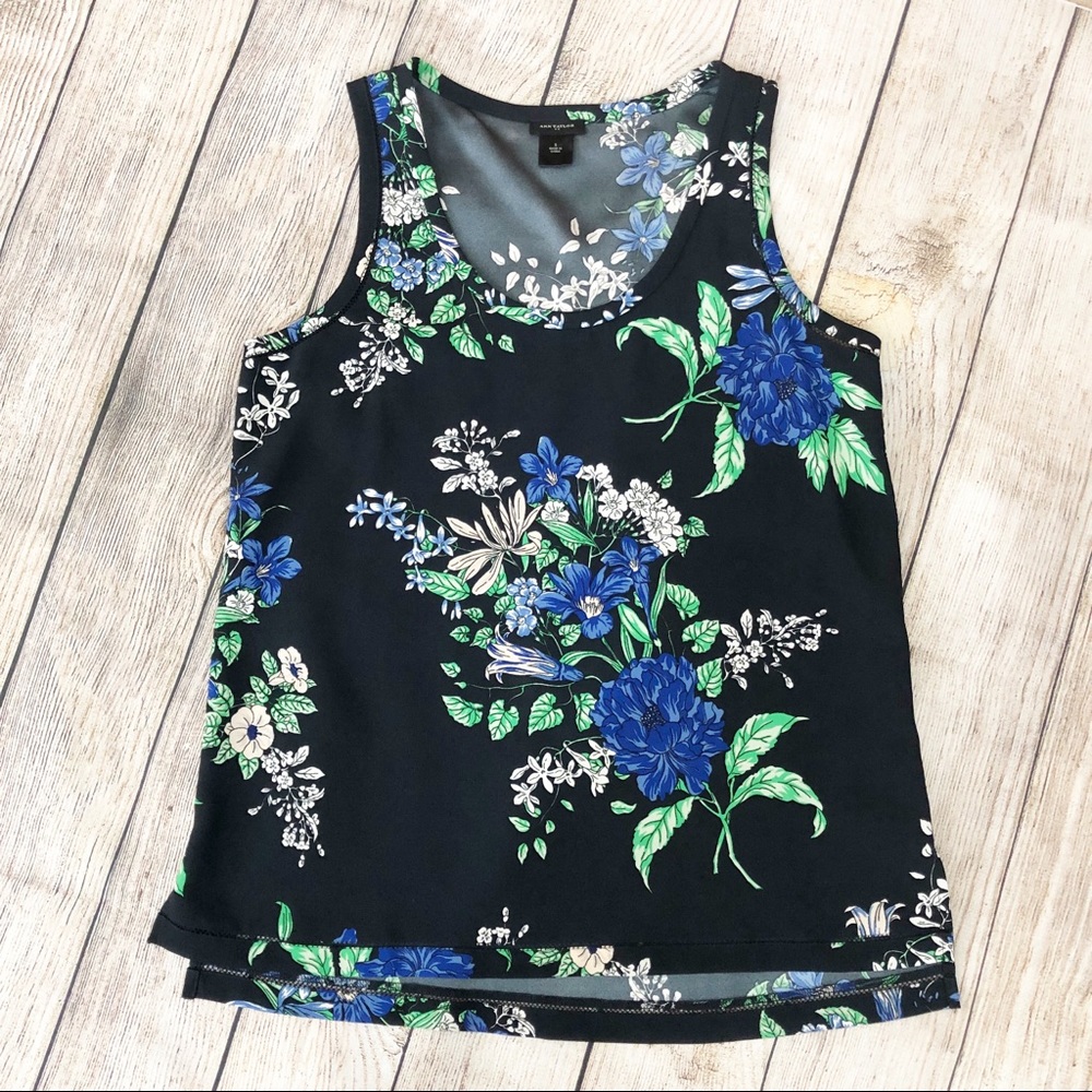 Ann Taylor | Black Floral Sleeveless Blouse